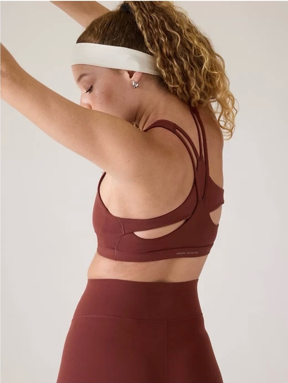 Athleta x Alicia Keys Cherrywood Red Transcend Padded Crossback Sports Bra Sz S